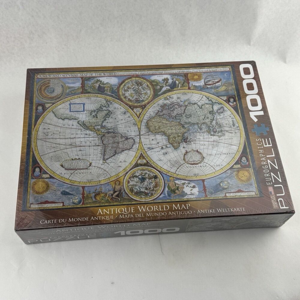 EuroGraphics Antique World Map Puzzle 1000 Piece 6000 2006 Jigsaw New Sealed